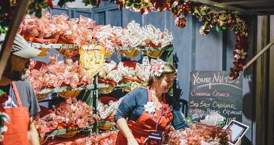 picture of a women selling groceries One of the monthly events in Dallas