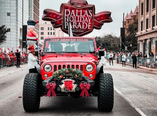 red jeep in Dallas Holiday Parade One of the monthly events in Dallas