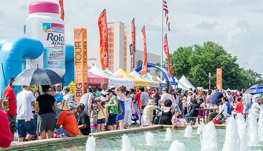 people gathered at the food festival in Dallas.