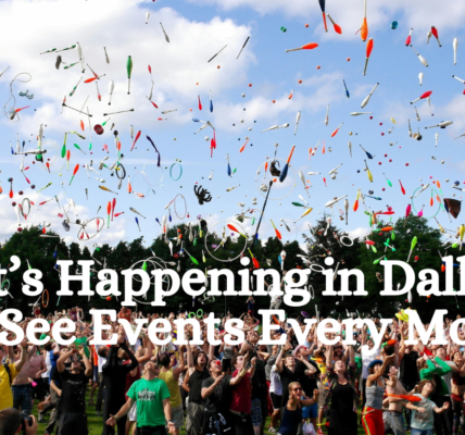 crowd cheerfully celebrating and throwing colorful papers in air shows an event in Dallas