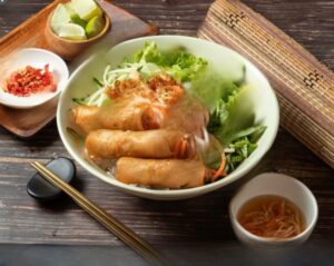 Spring rolls and vermicelli bowls at Dallas food truck