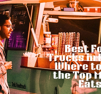 A man in front of a mobile food truck placing his order.