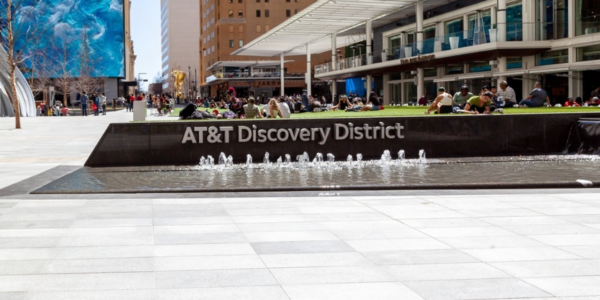 Front view of the building: At&t discovery district