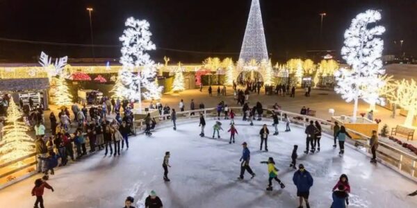 People doing ice skating at Enchant Christmas (Fair Park, Dallas)