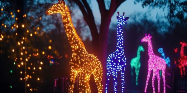 illuminated-giraffe-light-displays-adorn-night-park-scene, Dallas holiday light displays