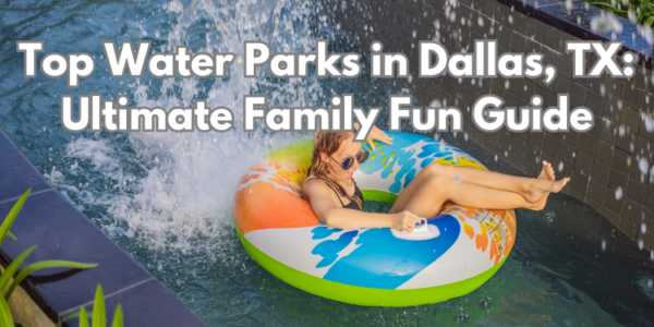 woman enjoying water slide in water park. Top Water Park Dallas