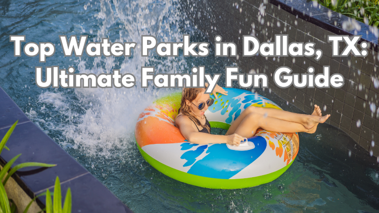 woman enjoying water slide in water park. Top Water Park Dallas