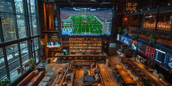 large-room-with-football-game-big-screen, Best Sports Bars in Dallas